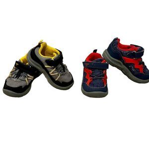 OshKosh B’Gosh BUNDLE OF 2 Baby Boys Velcro Red/Blue Gray/Yellow Sneakers. 5.